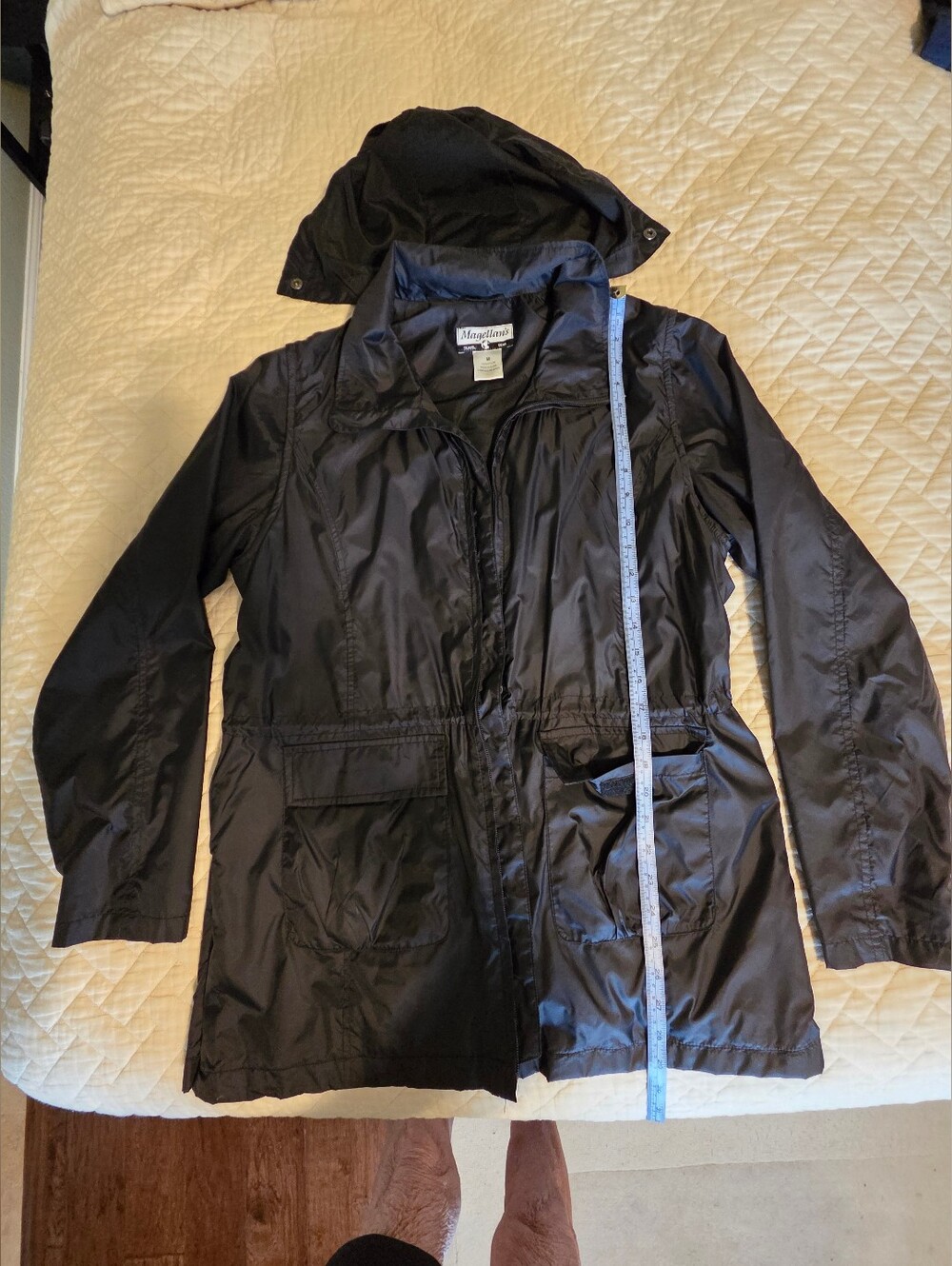 Magellan Outdoors Black Hooded Packable Jacket